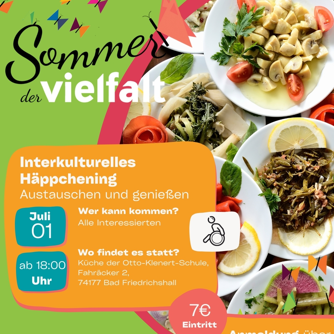 Flyer zum Internationalen Happening im Rahmen des Sommers der Vielfalt.